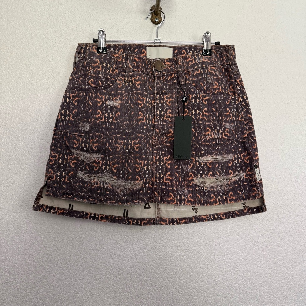 NWT One Teaspoon Distressed Mini Skirt 25 in Azteca Leopard Print